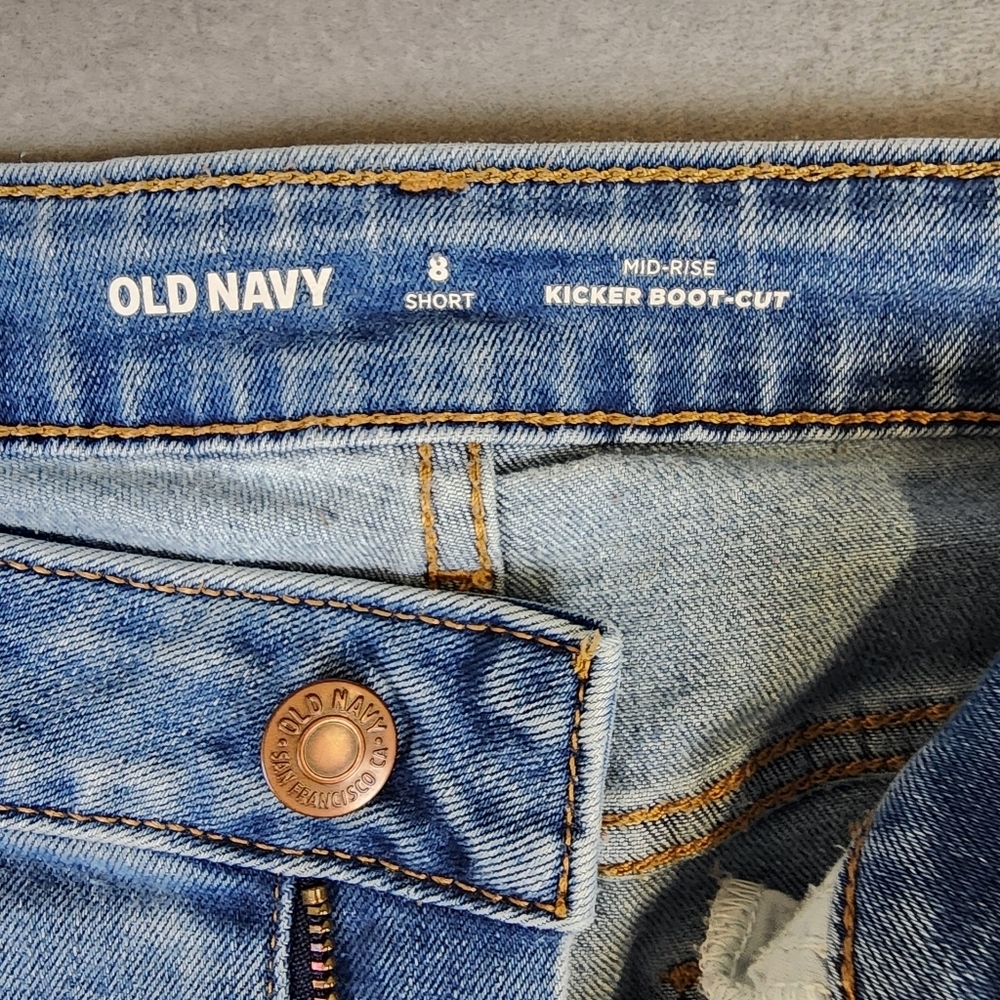 Old Navy Mid Rise Knicker Boot Cut Classic Blue Women's Jeans Size 8 Short - Picture 3 of 10